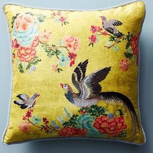 Anthropologie Embellished Bird Throw Pillow